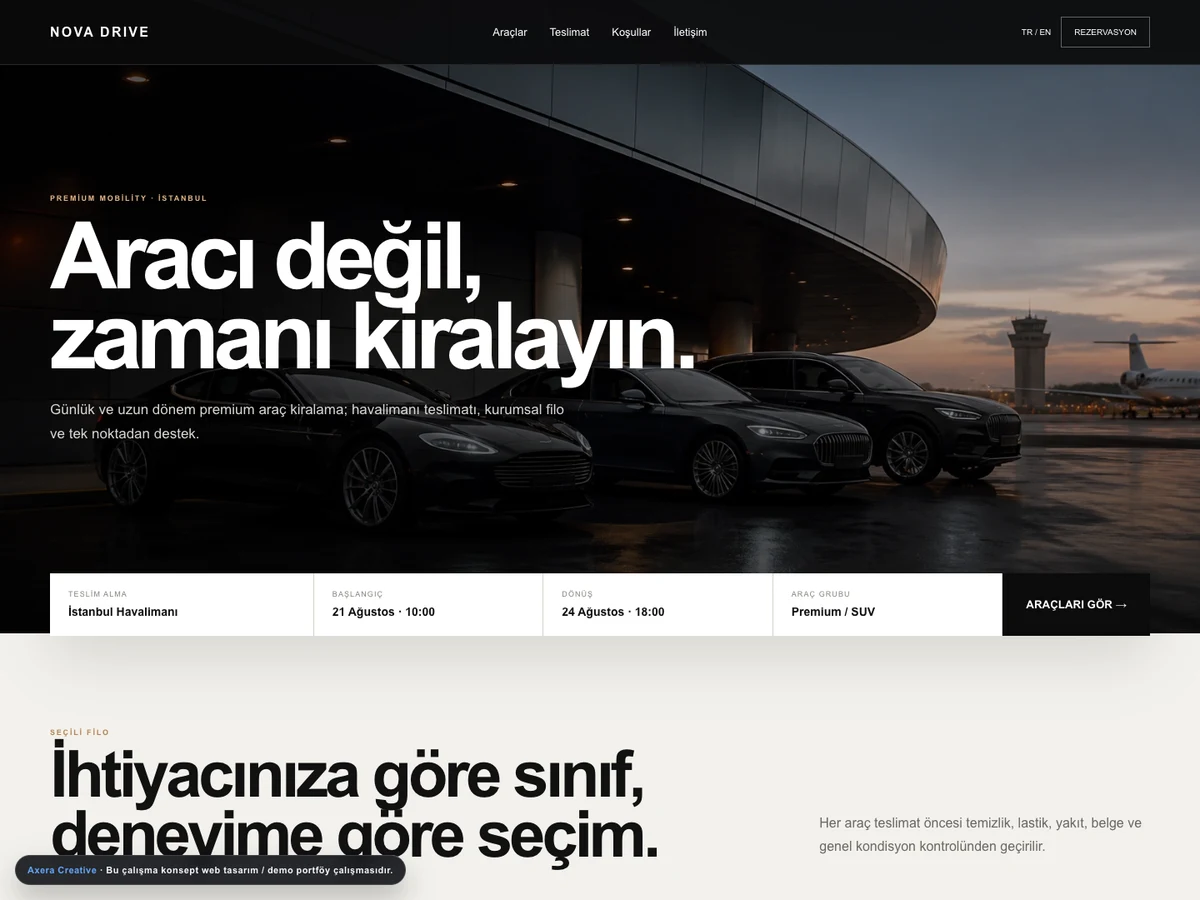 Araç kiralama web tasarım projesi