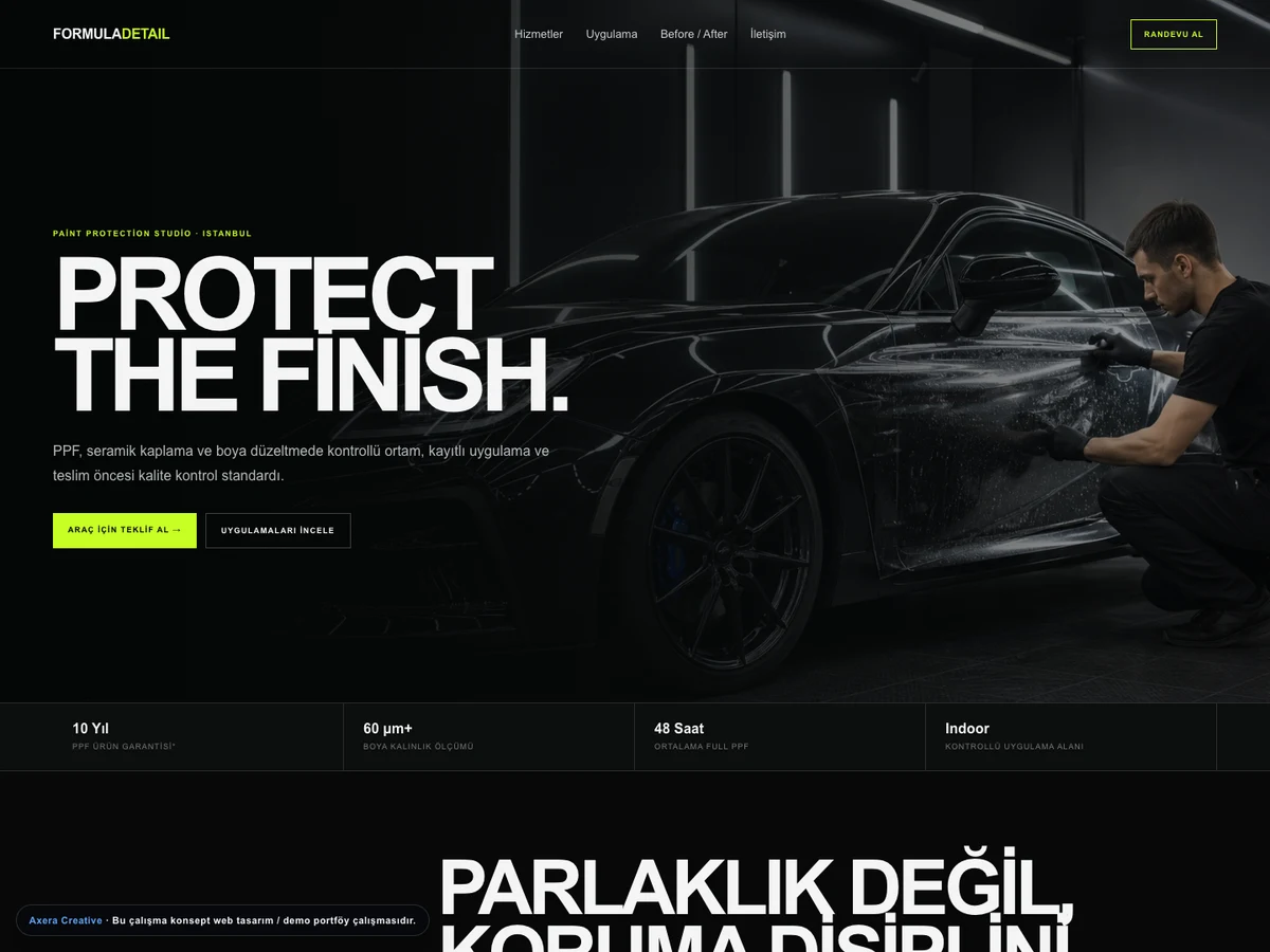 Oto detailing web tasarım projesi
