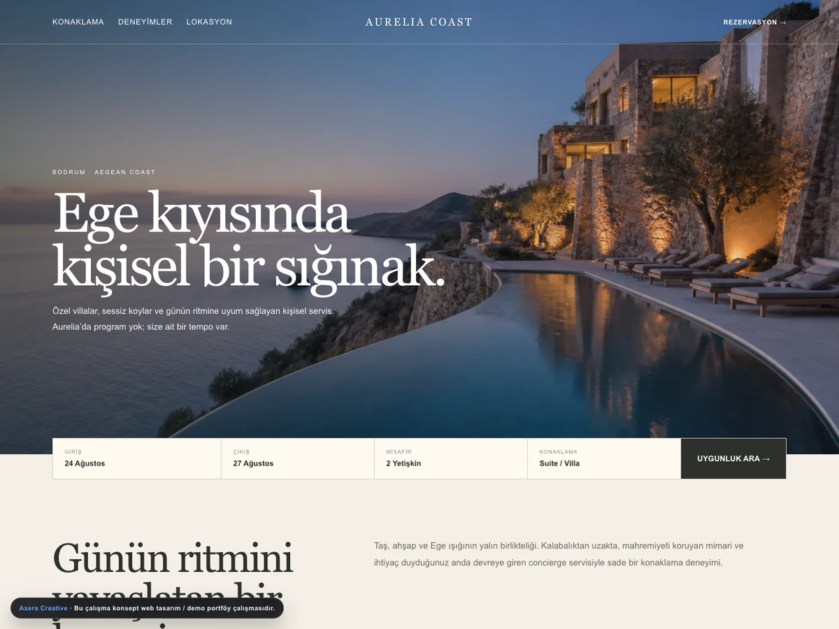 Otel ve villa web tasarım projesi