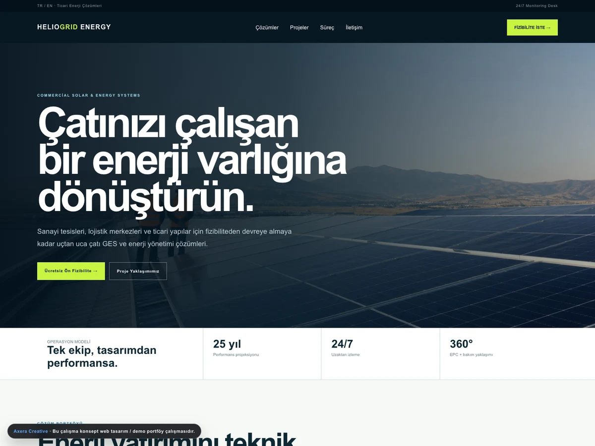 Solar enerji web tasarım projesi